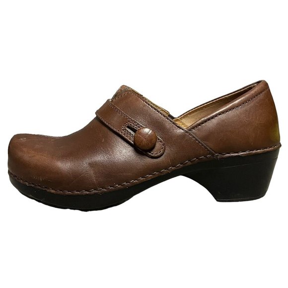 Dansko Solstice Brown Leather Split Toe Strap Clog Shoes Womens Size 37 US 6.5-7 - Picture 4 of 10